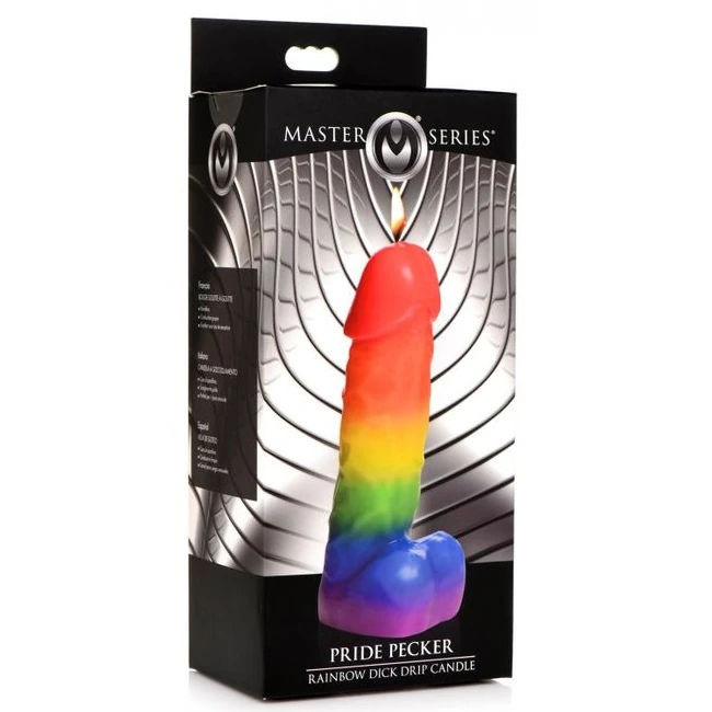 Master Series Pride Pecker Rainbow Drip Candle - Measurements