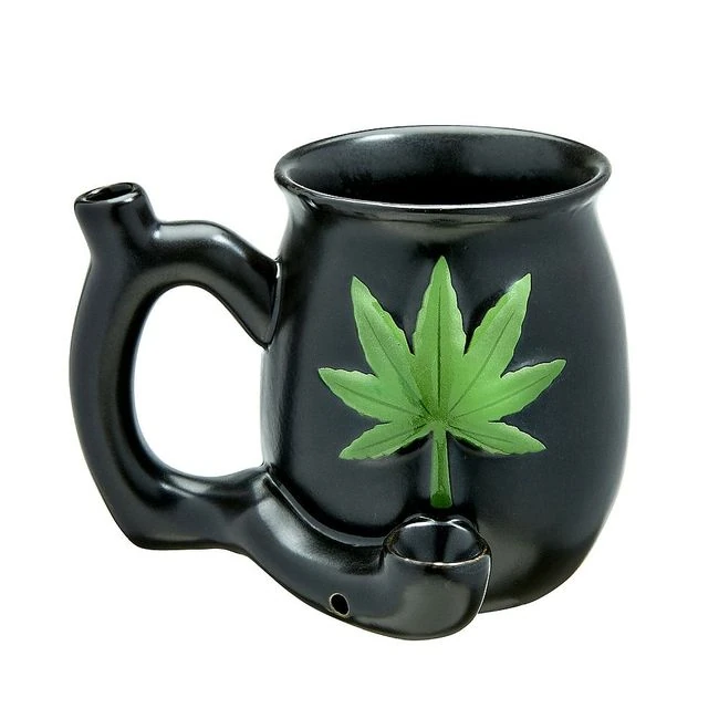 Matte Black Mug W/ Green Leaf - Build & Design