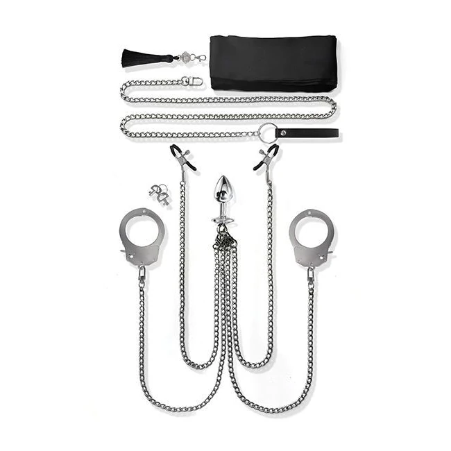 Nixie Interchangeable 8pc Bondage Kit Silver - Overview