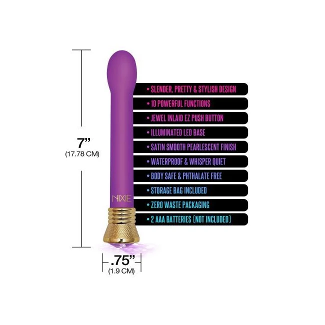 Nixie Jewel Satin Bulb Vibe Amethyst - Specifications