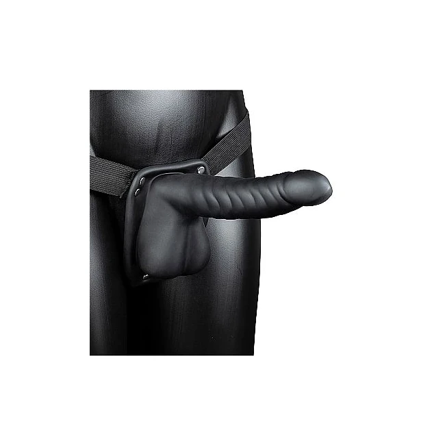 Ouch! Ribbed Hollow Strap-on W/ Balls - Material Feel & Safety