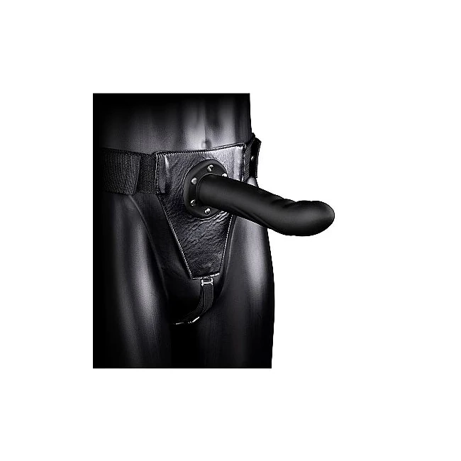 Ouch! Textured Curved Hollow Strap-on 8in Black - Material Feel & Safety