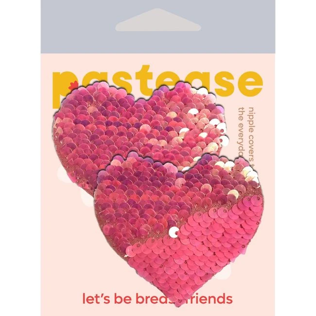 Pastease Hot Pink & Matte Pink Color Changing Sequin Hearts Pasties - Fabric & Feel