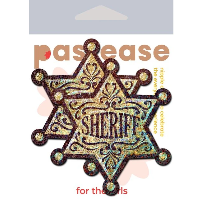 Pastease Sheriff Badge Gold Glitter - Fit & Sizing