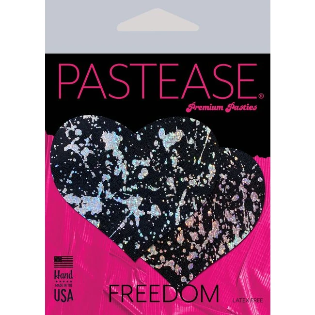 Pastease Splatter Holographic Heart Black/silver - Fabric & Feel