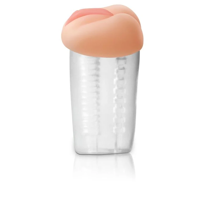 Pdx Extreme Deluxe See Thru Stroker Clear/pink - Grip & Control