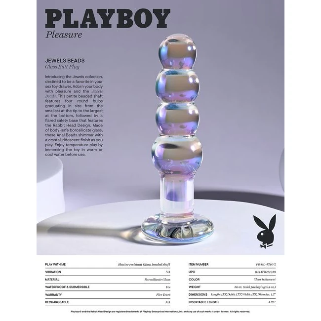 Playboy Jewel Beads - Graduated Sizing & Dimensions