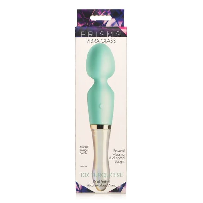 Prisms Vibra-glass 10x Turquoise Glass Wand Dual End - Power & Performance