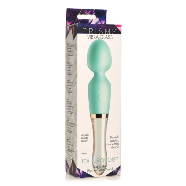 Prisms Vibra-glass 10x Turquoise Glass Wand Dual End - Overview