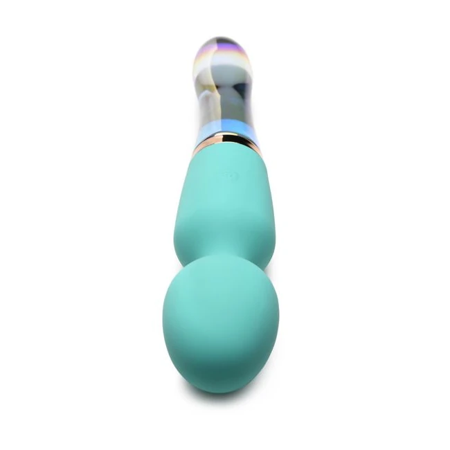 Prisms Vibra-glass 10x Turquoise Glass Wand Dual End - Vibration Modes