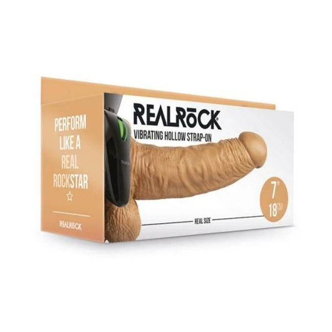 Realrock Vibrating Hollow Strap on with Balls - Shape & Texture