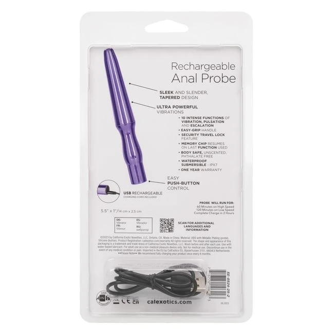 Rechargeable Anal Probe Metallic Purple - Power, Performance, and Convenience