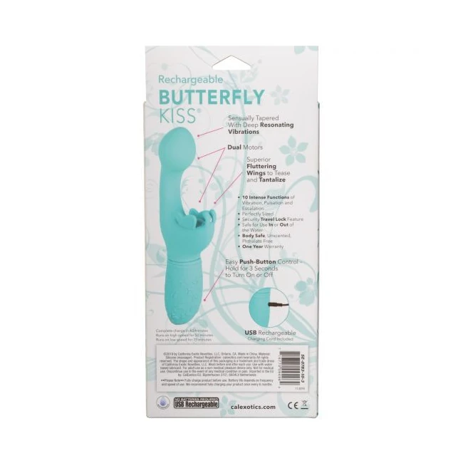 Rechargeable Butterfly Kiss Blue - Vibration Modes