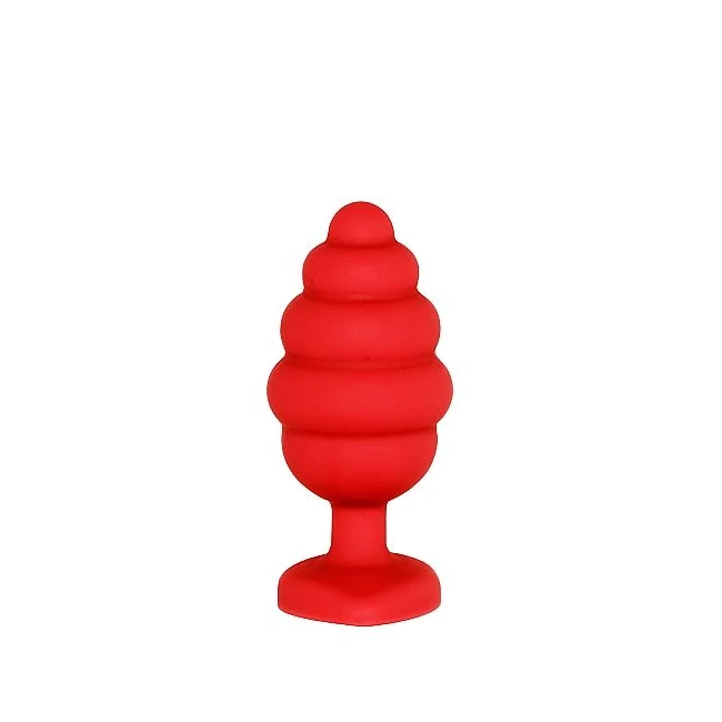 Regular Ribbed Diamond Heart Plug Red - Graduated Sizing