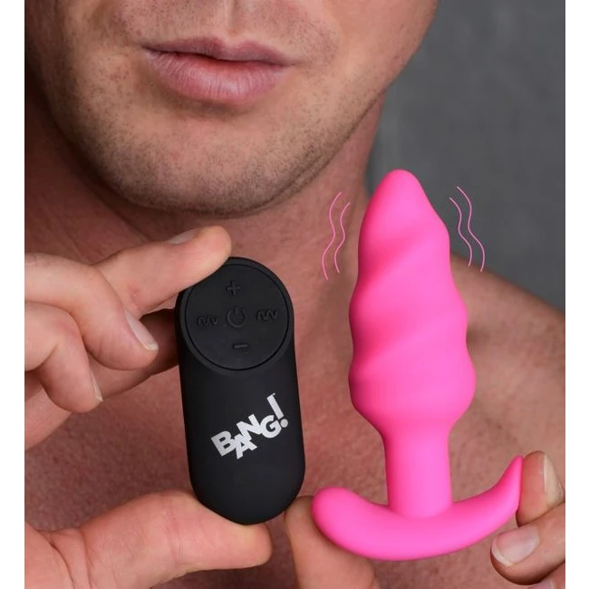 Remote Control 21x Vibrating Silicone Swirl Butt Plug - - Vibration & Control Features