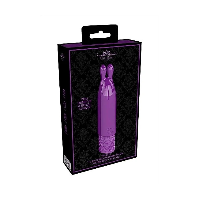 Royal Gems Twinkle Silicone Bullet Rechargeable Purple - Experience the Elegance of the Royal Gems Twinkle Silicone Bullet