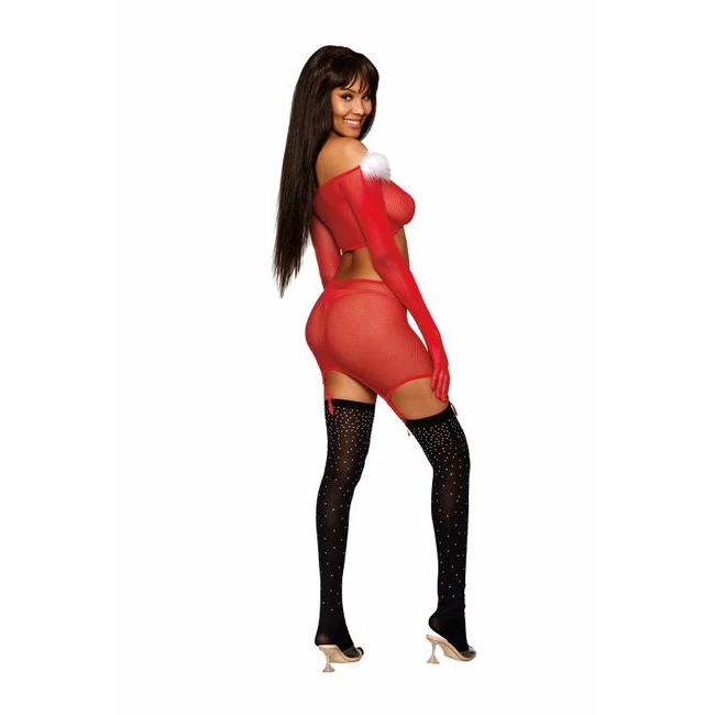 Santa Baby Seamless Fishnetgarter Set Ruby - Fabric & Feel