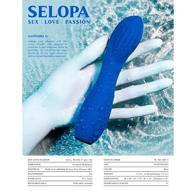 Selopa Sapphire G - A Curved, Flexible Shaft Shaped for the G-Spot