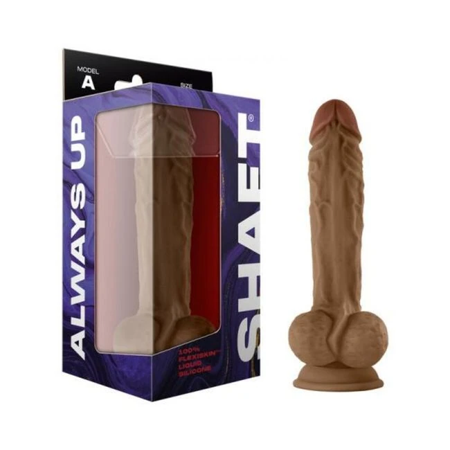 Shaft Model a Liquid Silicone. Dildo with Balls Mahogany - Shape & Texture