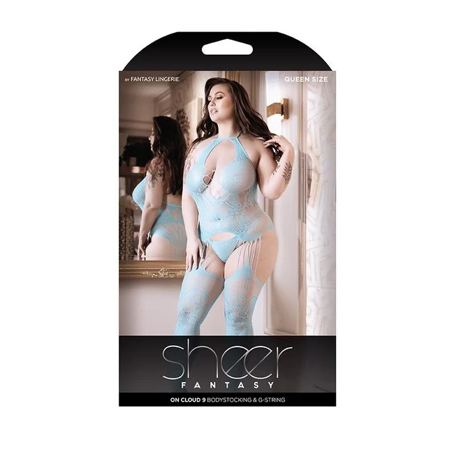 Sheer Fantasy on Cloud 9 Bodystocking Set Blue Q/s - Fit & Sizing