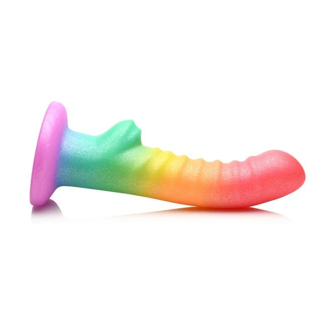 Simply Sweet 6.5in Ribbed Rainbow Dildo - Shape & Texture