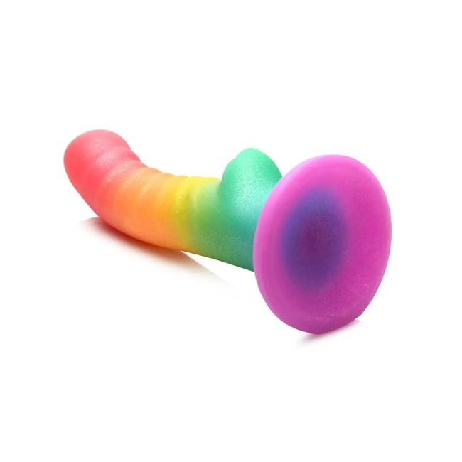 Simply Sweet 6.5in Ribbed Rainbow Dildo - Size & Compatibility