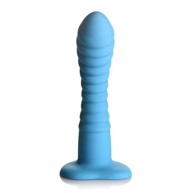Simply Sweet Ribbed Silicone Dildo Blue - Shape & Texture