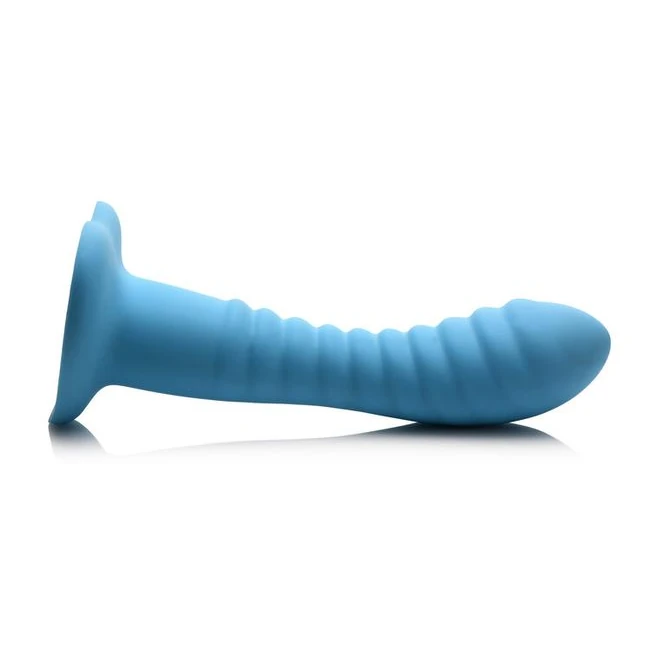 Simply Sweet Ribbed Silicone Dildo Blue - Material & Feel