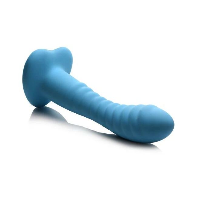 Simply Sweet Ribbed Silicone Dildo Blue - Size & Fit