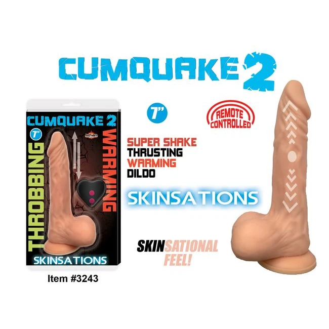 Skinsations Cum Quake 2 Thrusting Pulsating Dildo W/ Suction Cup & Remote - Experience Earth-Shaking Pleasure with the Skinsations Cum Quake 2