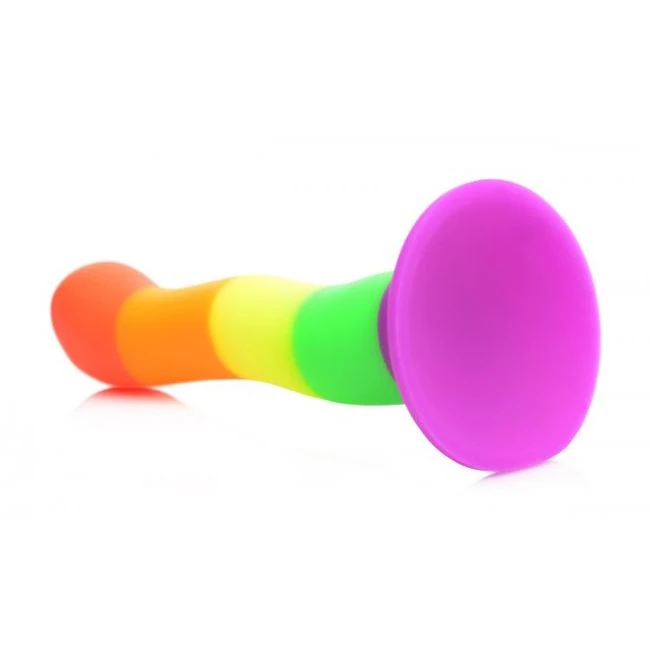 Strap U Proud Rainbow Silicone Dildo W/ Harness - Vibration Modes