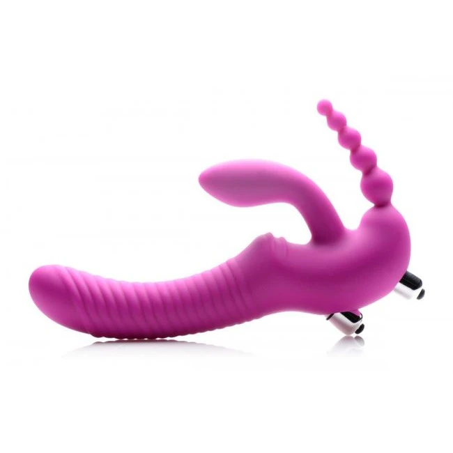 Strap U Regal Rider Vibrating Strapless Strap on Triple G Dildo - How It Feels