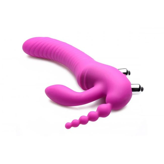 Strap U Regal Rider Vibrating Strapless Strap on Triple G Dildo - Power & Performance