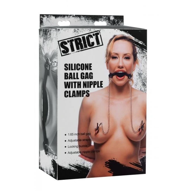 Strict Silicone Ball Gag W/nipple Clamps - Comfort & Fit