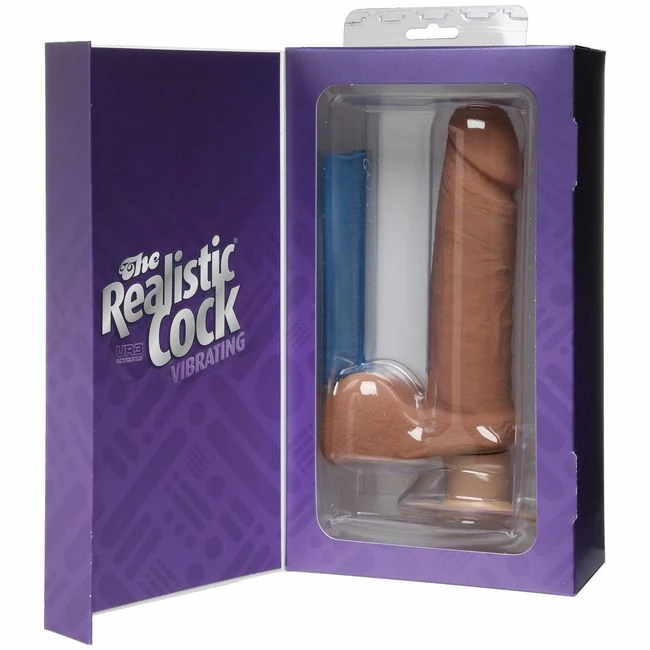 The Realistic Cock Ultraskyn Vibrating Brown Bx - Shape & Texture
