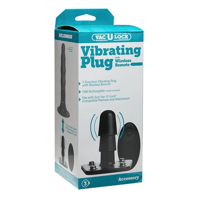 Vac U Lock Vibrating Plug Black - Shape & Texture