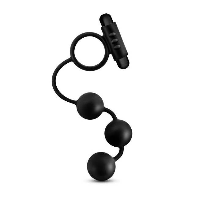 Anal Adventures Platinum Beads W/ Vibrating C Ring - Shape & Comfort