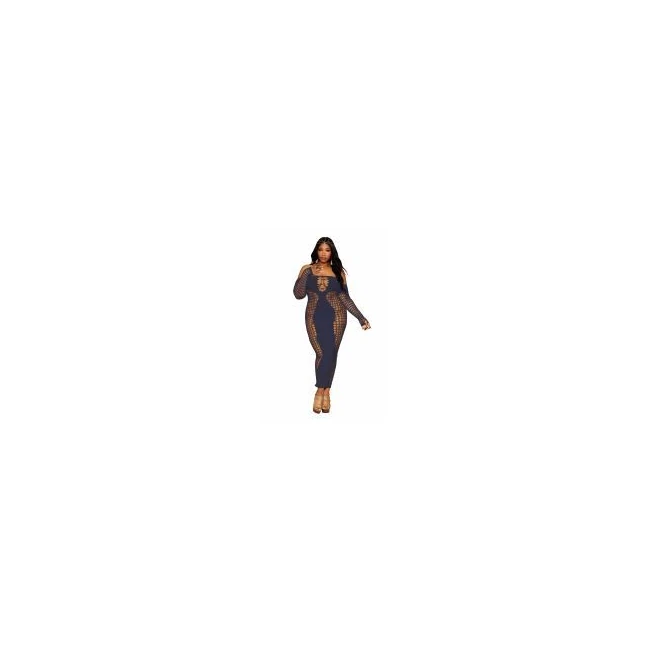 Bodystocking Gown W/ Opaq Front & Back Denim Q/s - Fabric & Feel