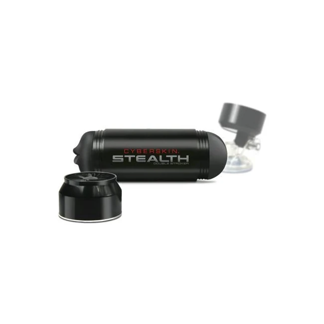Cyberskin Stealth Double Stroker Mouth & Ass Black - Experience Double the Pleasure with the Cyberskin Stealth Double Stroker