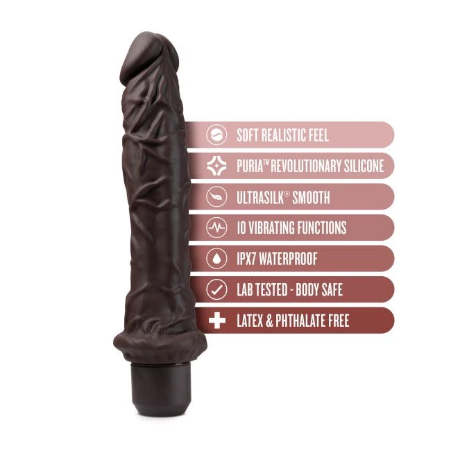 Dr. Skin Silicone Dr. Ric 9in Vibrating Dildo Brown - Overview