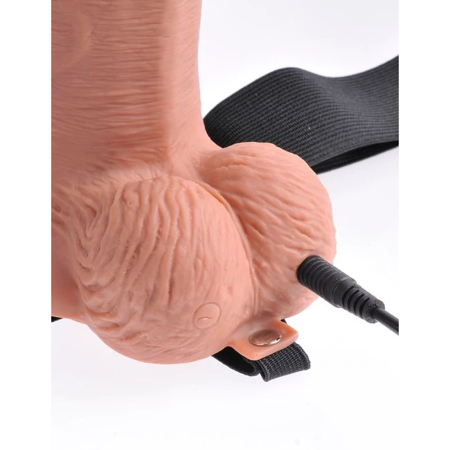 Fetish Fantasy 10 in Holl Rechargeable Strap-on Remote Tan - Warranty & Packaging