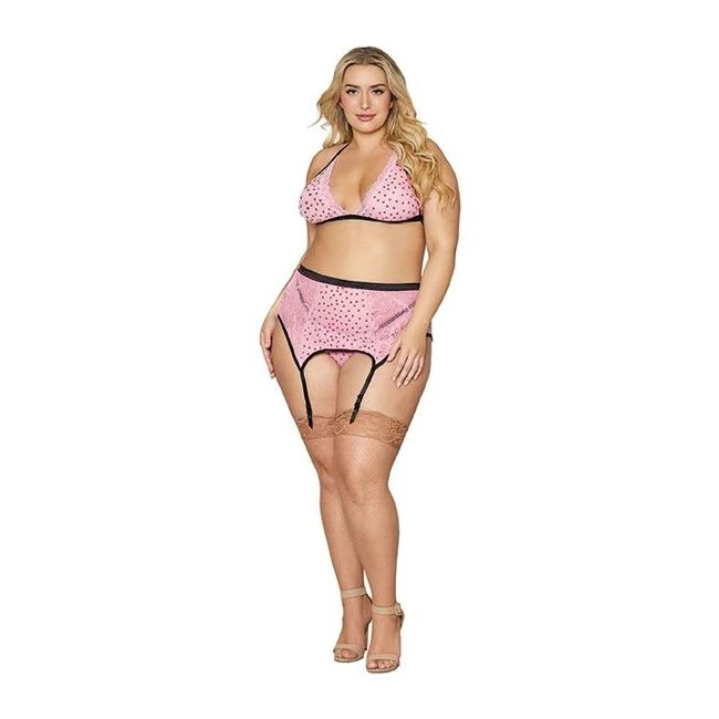 Flocked Heart Stretch Lac Set Candy - Design Details