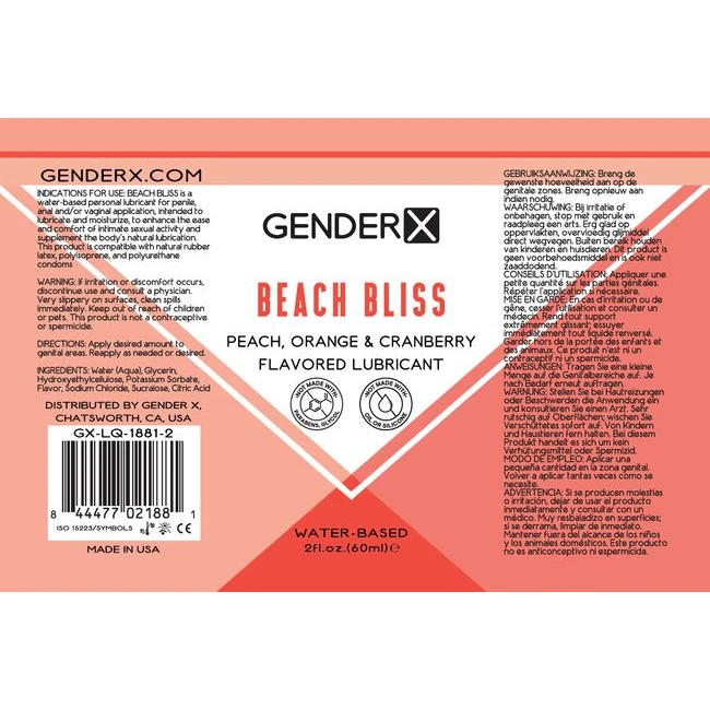 Gender X Beach Bliss Flav Lube 2 Oz - Flavor & Scent