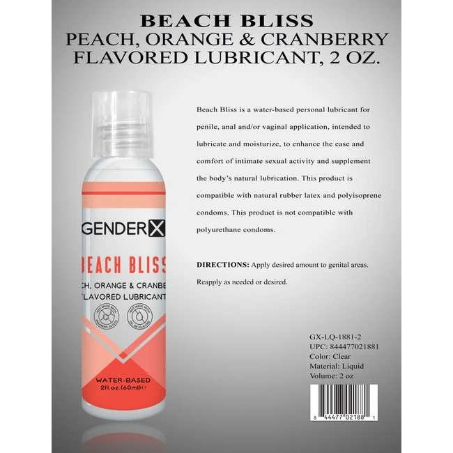 Gender X Beach Bliss Flav Lube 2 Oz - Ingredients