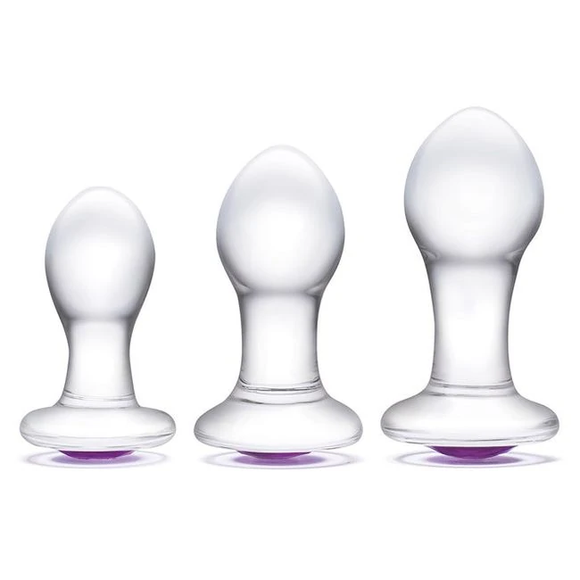 Glas 3pc Bling Bling 3 4" Glass Anal Training Kit " - Shape & Comfort