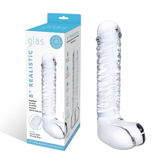 Glas 8 Realistic Ribbed G-spot Dildo W Balls " - Product Details