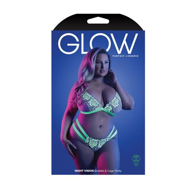Glow Night Vision Bralett Panty White Q/s - Design Details