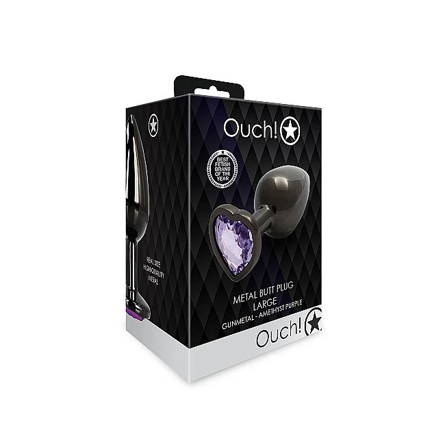 Heart Gem Butt Plug Large Gunmetal Amethyst - How It Feels