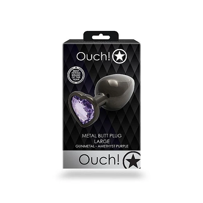 Heart Gem Butt Plug Large Gunmetal Amethyst - Materials & Design