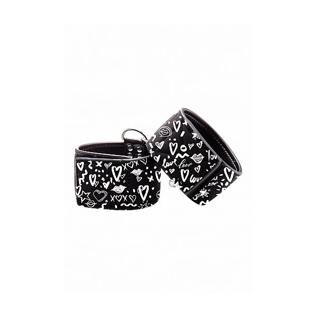 Love Street Art Fashion Printed Ankle Cuffs Black - Hardware & Fasteners